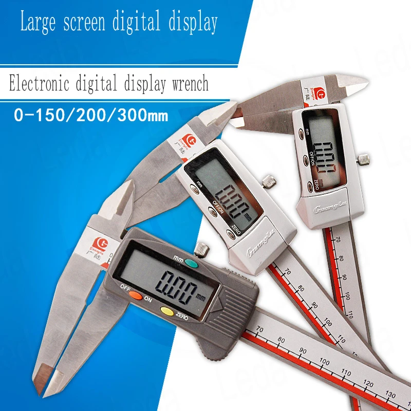 

1pcs Stainless Steel Digital Display Electronic Vernier Scale 150 200 300 MM Depth Rod Metal Gauge