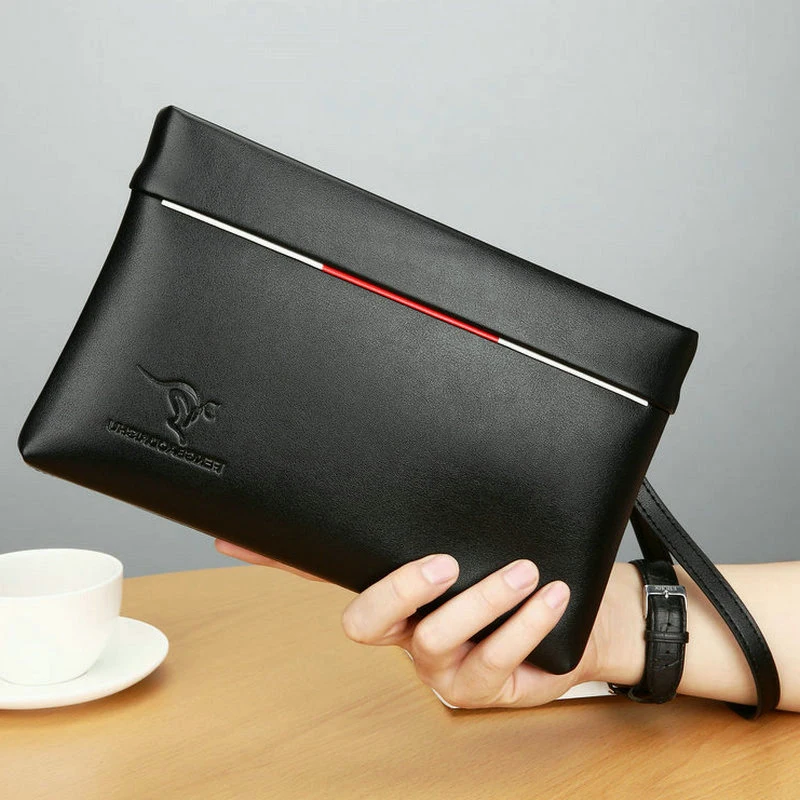 large-capacity envelope bagsoft leather, simple, light and casual hand-held bag 가방 Wear-resistant PU leather men's handbag,