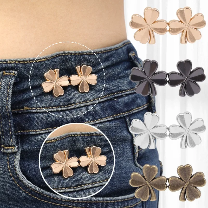 Removable Tight Waist Adjustment Tool Clover Shaped Portable Seamless Jeans Waist Tightening Button Fixed Waist Versatile Buckle