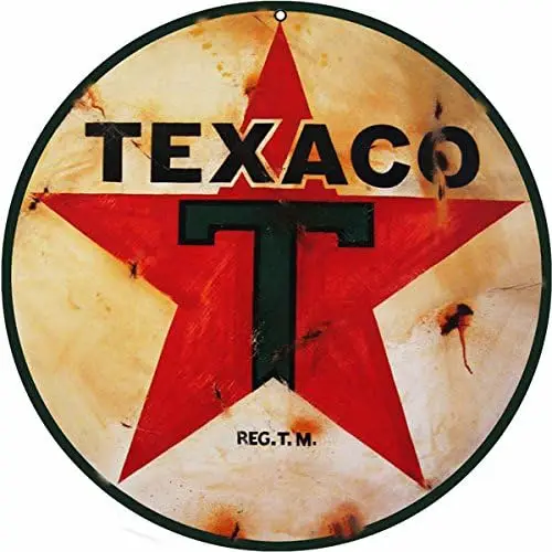 Distressed Round Texaco Motor Oil Reproduction Sign