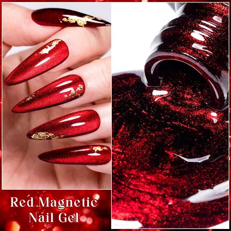 MTSSII 7ml Wine Red Series Magnetic Gel Festival Series Semi Permanent Shiny Sparkling Color Soak Off Nail Art Varnish Supplies