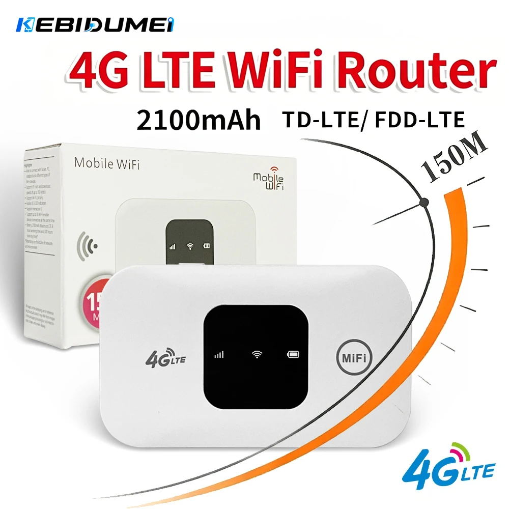 Router Kebidumei 4G LTE, módem inalámbrico Wi-Fi MiFi de 150Mbps, punto de acceso Wifi móvil con ranura para tarjeta SIM para viajes al aire libre, hogar y oficina