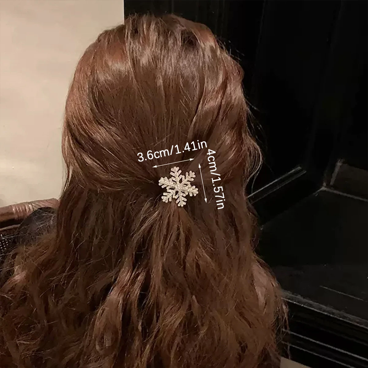 Rhinestone Snow Hair Clip Styled