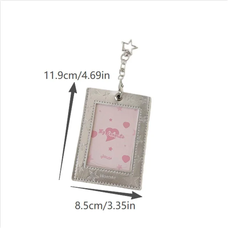 Fascinating PU Leather Star Design Card Holder; Idol Photo Display, Protective Cover, and Bag Charm Gift