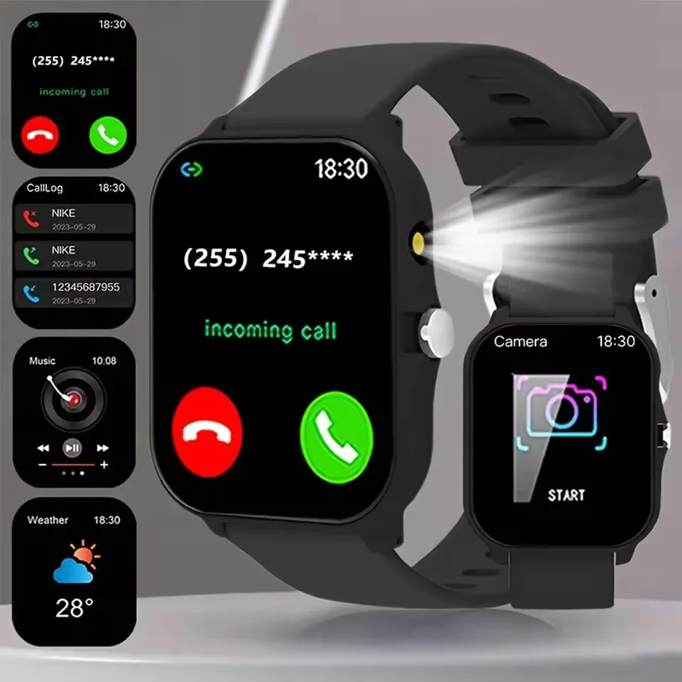 New 1.83-inch Screen Smartwatch with Wireless Call Rich Watch Dail Music Player Message Push Flashlight Smart Voice for Men HT30
