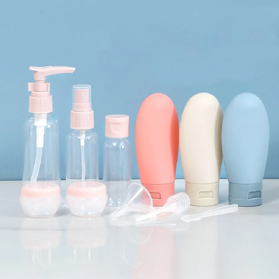 11-teiliges Reiseflaschen-Set mit Aufbewahrungstasche in Reisegröße, leere Behälter für flüssige Creme, Lotion, feiner Nebel, Sprühflasche, Quetschröhrchen