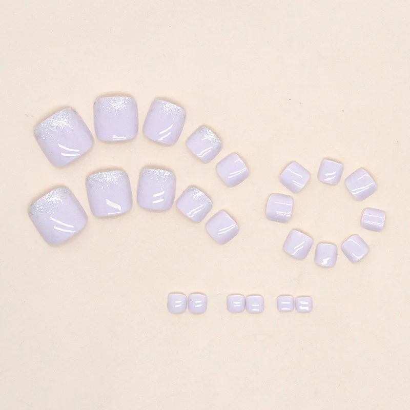 24Pcs Nude Color Press on Toenails Full Cover Solid Color Fake Toe Nails Short Square False Nail for Women Feet Decor view 4