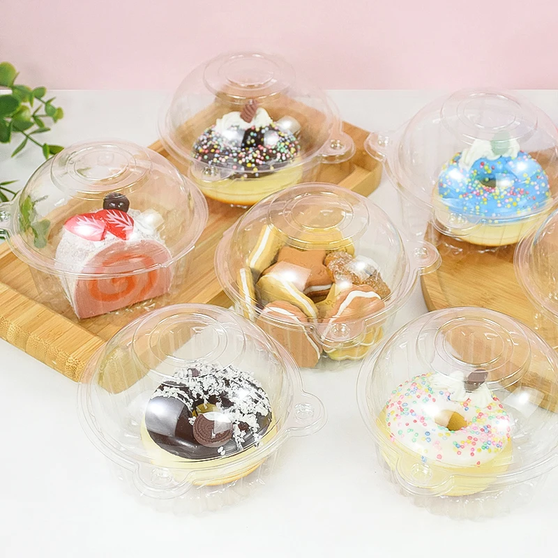 

10pcs Clear Disposable Pastry Boxes Cupcake Container Cookie Cake Packaging Plastic Box Wedding Birthday Party Supplies