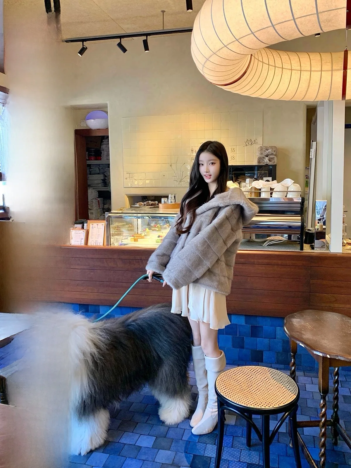 

Женское свободное пальто Hotdog Very Spicy Sydney Morning Light Fur Simulation с капюшоном Casual Sle Long Sve Winter Jaet