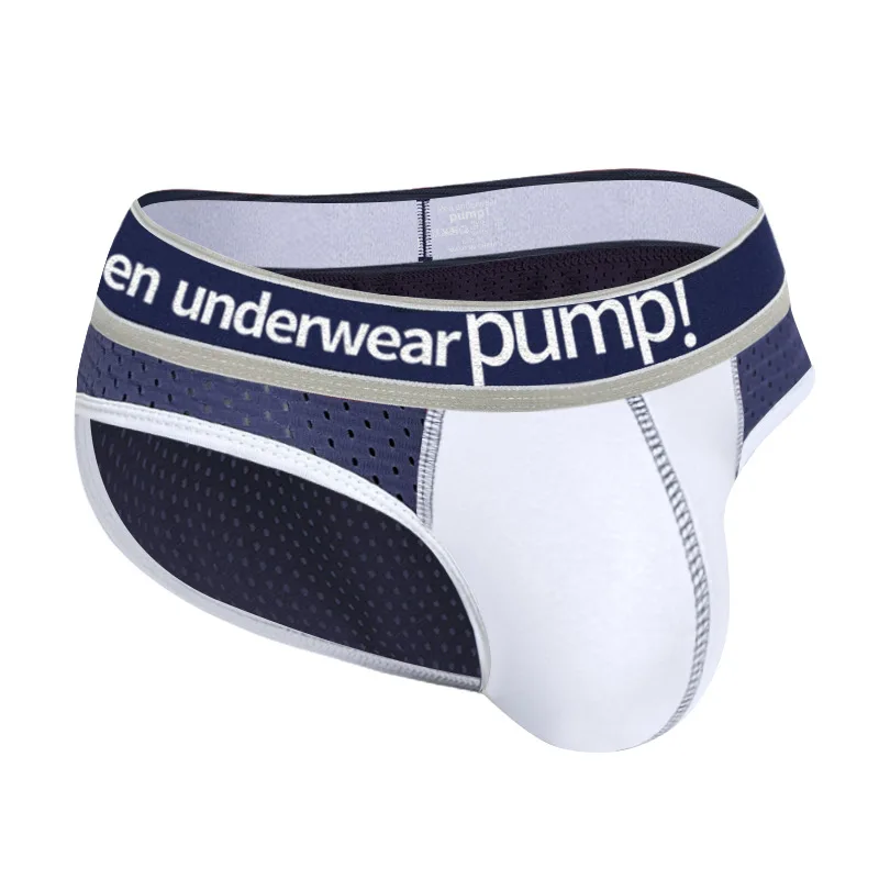 5389 Men's Sexy Low Waist Mesh Nylon Briefs, Breathable Slim Fit Sports Underwear with Cotton Gusset & Butt Lifting 502009