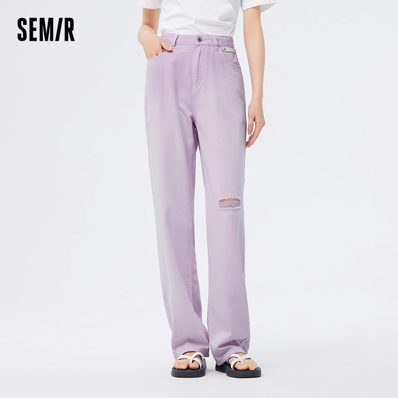 

Semir Jeans Women Cool Feeling Antibacterial Mopping Trousers Hundred 2024 Summer New Girls Frayed Straight Trousers Trend