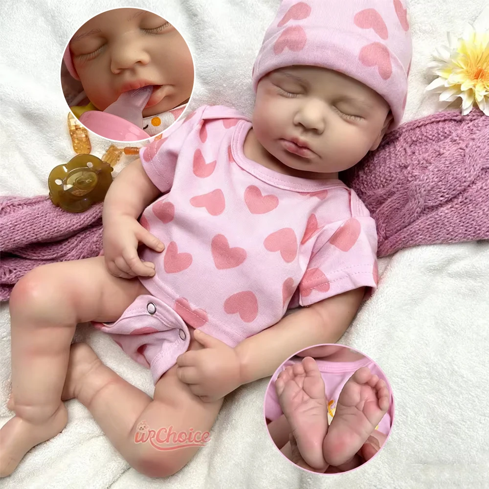 

20Inch Open Mouth Loulou Soft Touch Silicone Reborn Baby Girl/Boy Handmade Visible Veins Washable Doll for Artist Collector