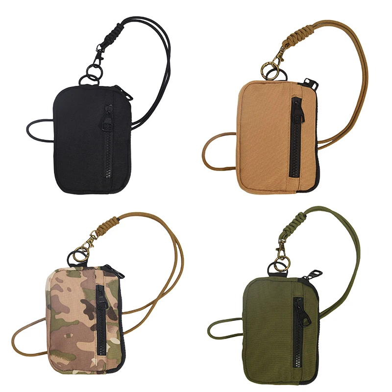 

2024 New Trend Casual Men's Coin Purse Tactical Edc Zipper Short Wallet Key Holder Small Money Bag Bus Card Headphones Neck Bag