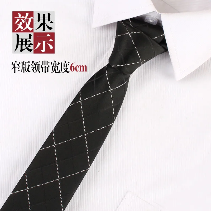 Corbata estrecha versión coreana para hombre, atuendo formal de 6cm, trabajo de negocios, corbata de boda profesional, corbata informal de punto negro, corbata de moda