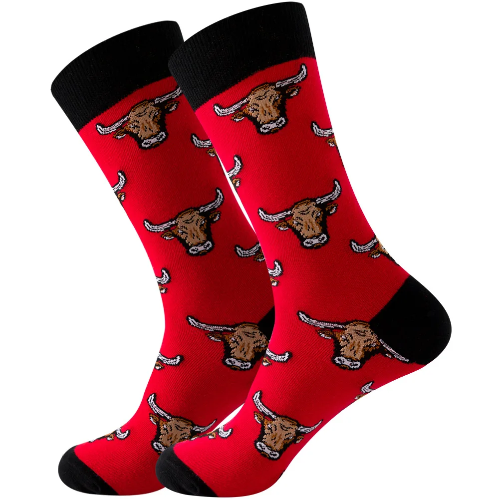 Fashion Socks Cool Men Animal Head Tiger Bull Eagle Wolf Bear Leopard Patton Street Style Big Size New Mens Socks Cotton Tube