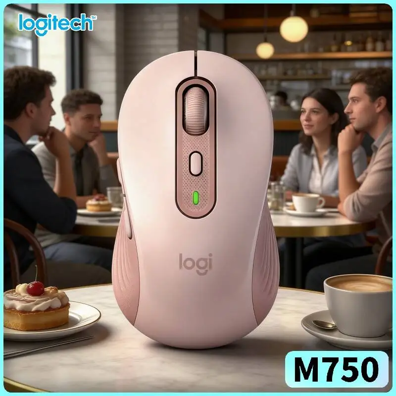 Silent M750 Signature Mouse - Quiet Clicks 90% Noise Reduction Recycled Build 10m Range 20-Month Battery Work Efficiency Tool