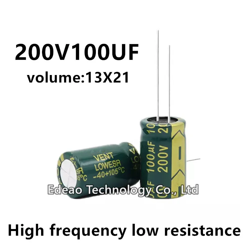 

5pcs/lot 200V 100UF 200V100UF 100UF200V volume: 13X21 13*21 mm High frequency low resistance aluminum electrolytic capacitor