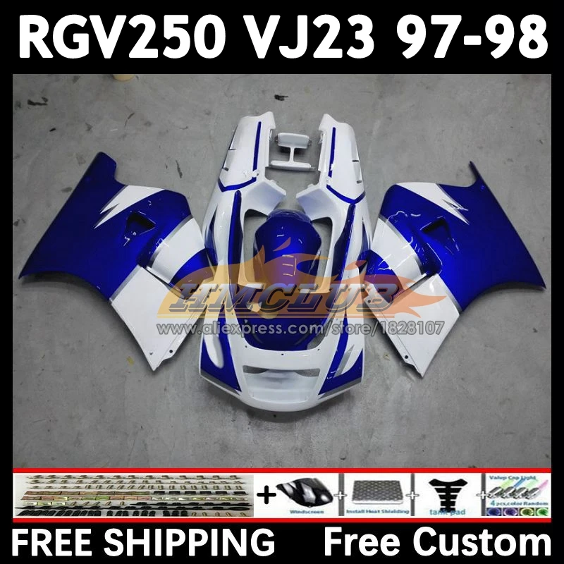 Body Kit For SUZUKI RGV250 SAPC VJ23 97 98 20No.11 white blue RGVT250 VJ 23 RGV-250 RGVT RGV 250 CC 1997 1998 Full Fairing Set