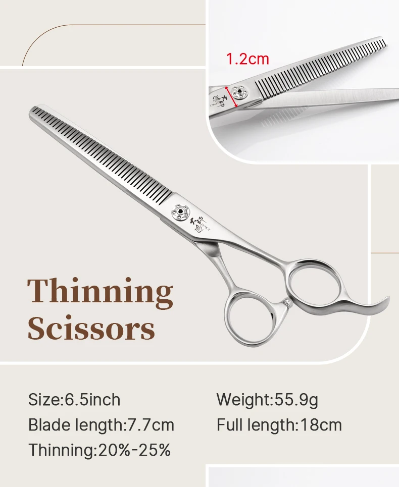 Fenice Slim Narrow Dog Grooming Scissors Set Straight/Curved/Thinner/Chunker Shears Schere Spezialisiert für KR- und JP Groomers – Detail 6