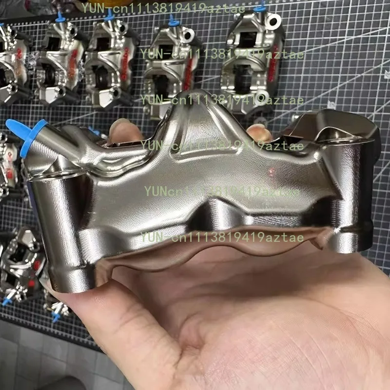 GP4‑RX 484 Motorcycle Radial Brake Caliper, Nickel Plated Silver 100mm Mount Hole Spacing 4‑Piston Brake Pump