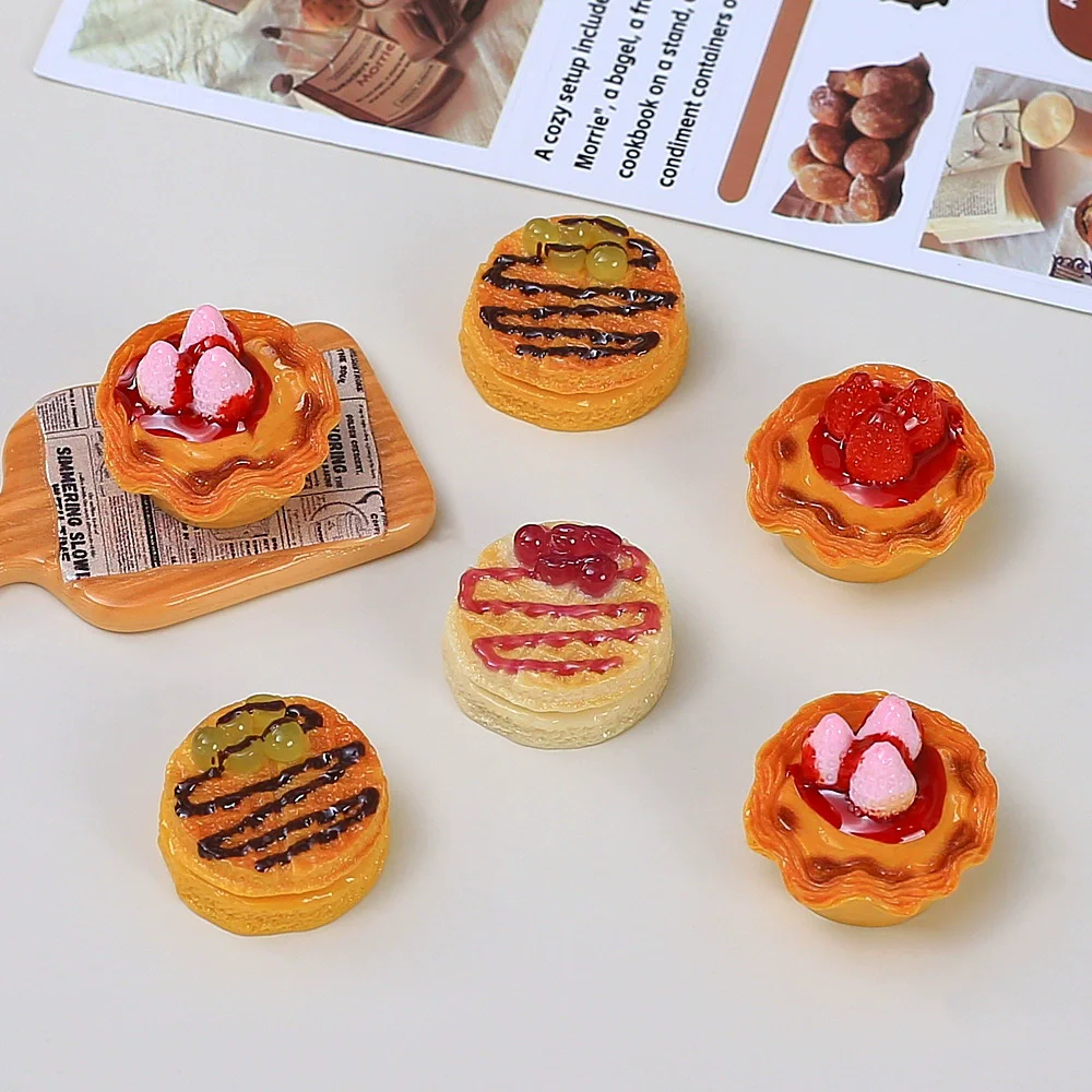 Lote de 10 Piezas de Comida en Miniatura para Casa de Muñecas, Decoración para Escenas de Juego, Mini Waffles con Mermelada de Frambuesa, Accesorios para Muñecas, Juguetes