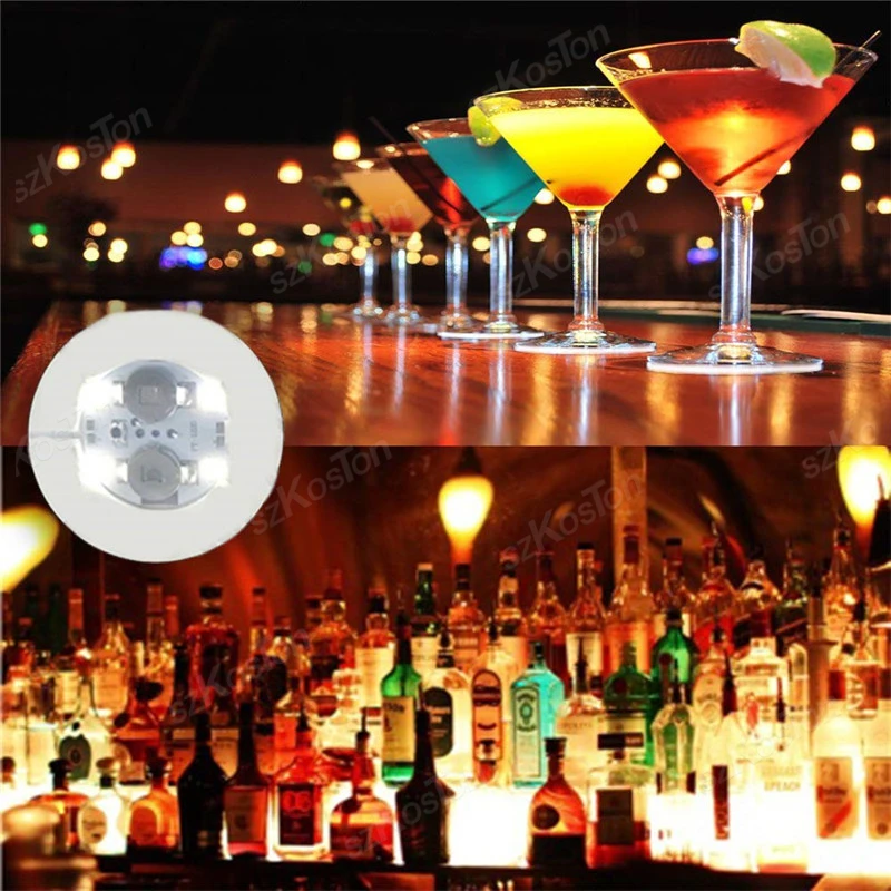 LEDライトボトル,コースター,バー,KTV,結婚披露宴,カクテルカップ,花瓶の装飾用のカラフルなライト,200個,6cm
