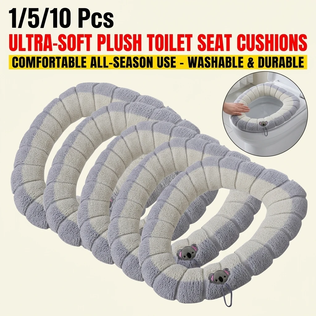 Keep Warm Closestool Mat Double Color Bathroom Accessories Knitting O-shape Home Decor Toilet Seat Cover