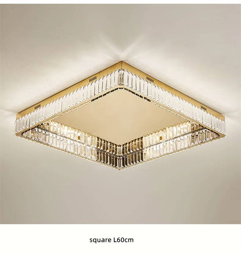 Crystal LED Dimmable Ceiling Lights Home Square Steel