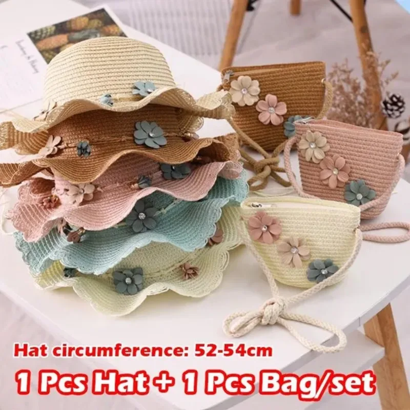 

2 шт./комплект, Солнцезащитная шляпа и сумка через плечо для девочек