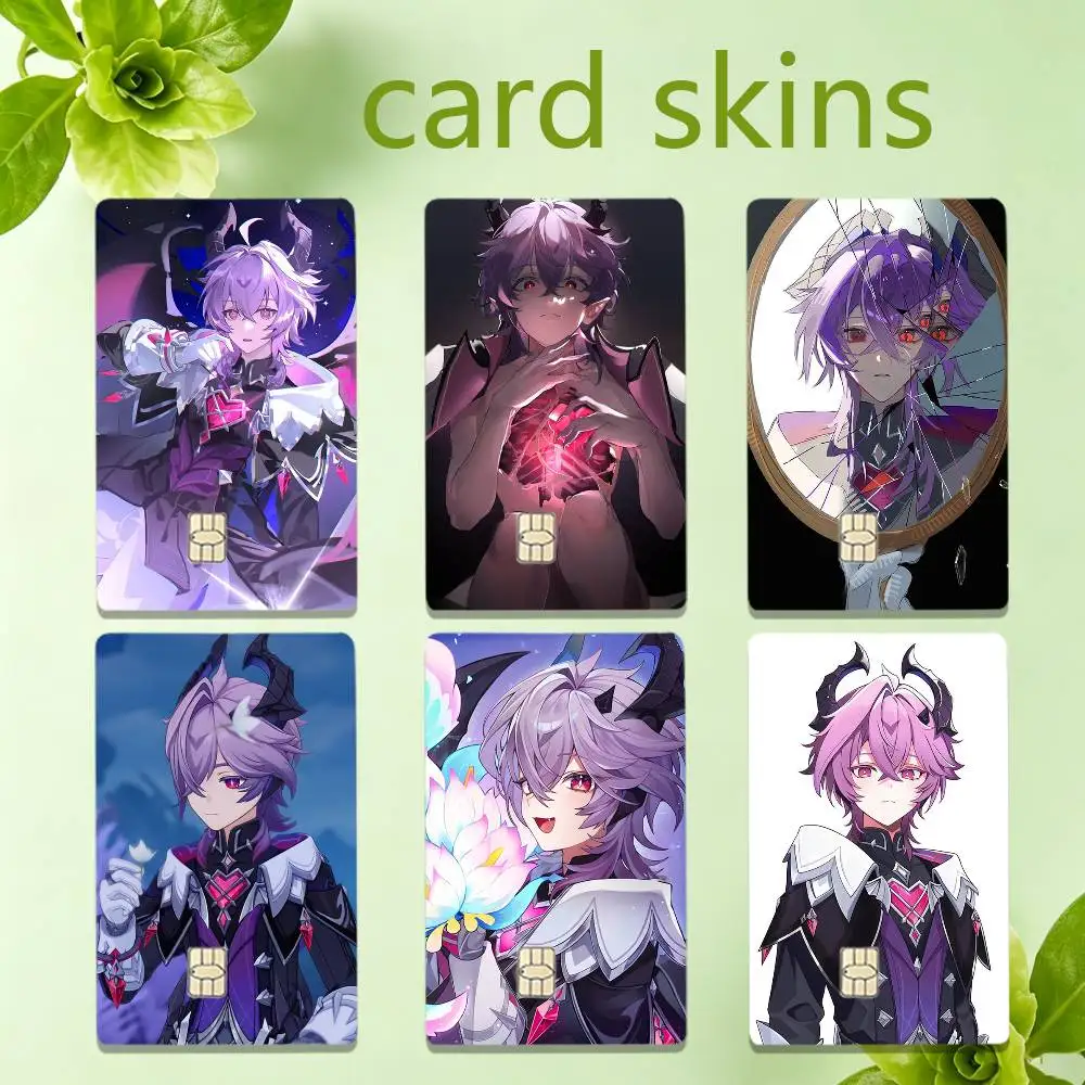 G-Genshin Impact Durin 4pcs 1Set HD Waterproof Card Skins Protective Stickers for Credit Bank Game Cards