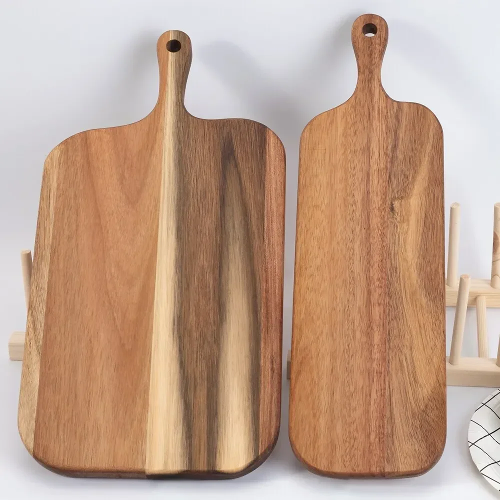 Tabla de cortar de madera con mango para cocina, tabla de servir para el hogar, tabla de queso de madera, tabla de Charcuterie para pan, platos de fruta