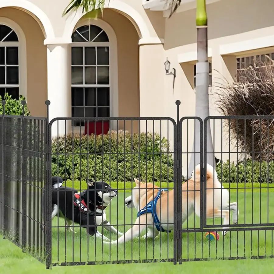 

Dog Playpen,32/40/45 Inch Height in Hea y Duty, Folding Indoor Outdoor Anti-Rust Dog Exercise Fence, Portable Pet Playpen with D