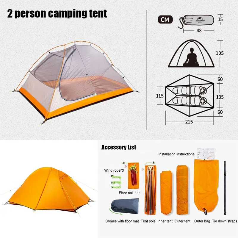 Custom Ultralight Aluminium Hiking Backpacking Mountain Waterproof Tent Outdoor Silicone Coating Trekking Small Mountain Tent