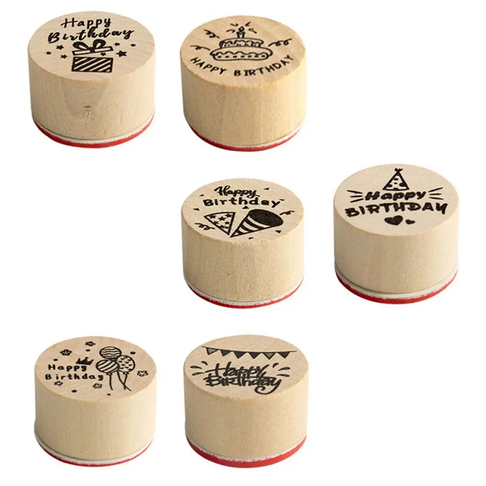 

Набор из 6 деревянных круглых штампов премиум-класса для творчества, скрапбукинга, дневников, планеров, декоративных винтажных надписей