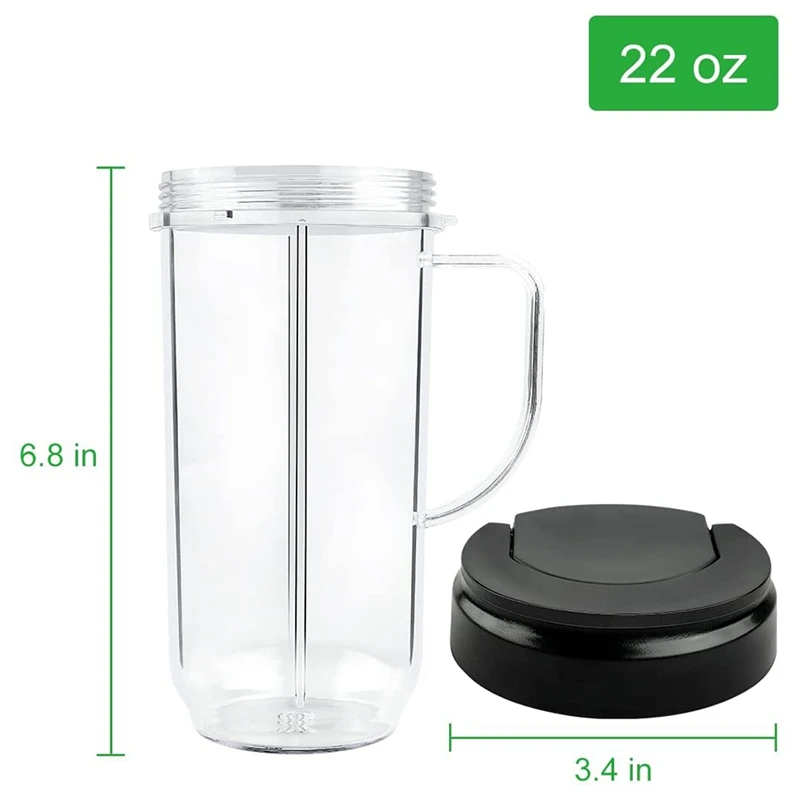 Bicchieri per frullatore alti 22 once con 2 coperchi Flip Top To-Go e 2 lame incrociate compatibili per frullatori Magicbullet 250W MB1001 CNIM Hot