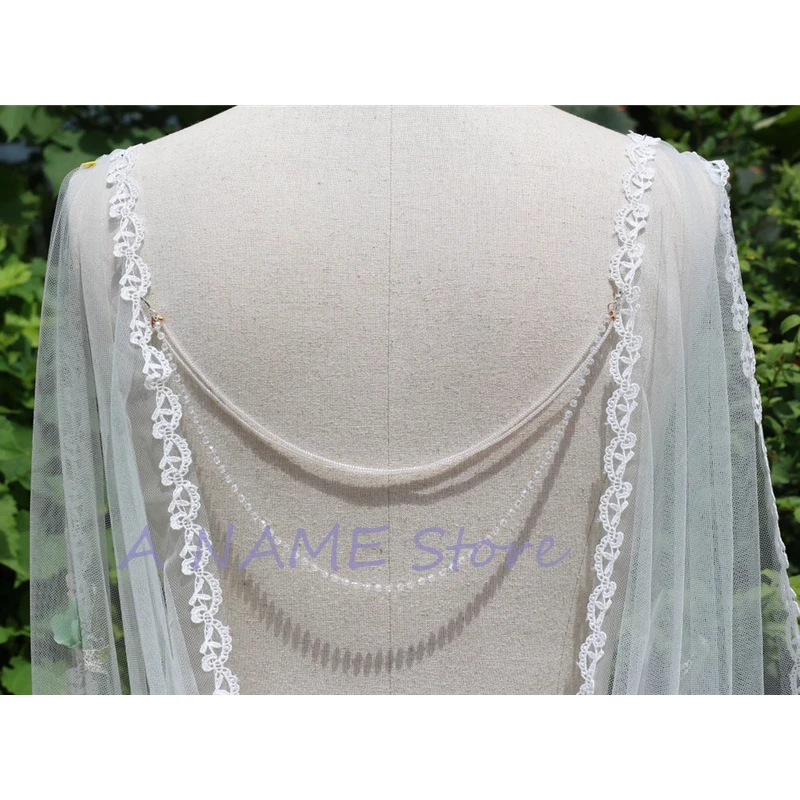 Green Pink White 3 D Flowers Floral Wedding Bridal Cape Shoulder Veils Lace Edge Leaves Luxury Long Accessories For Brides New