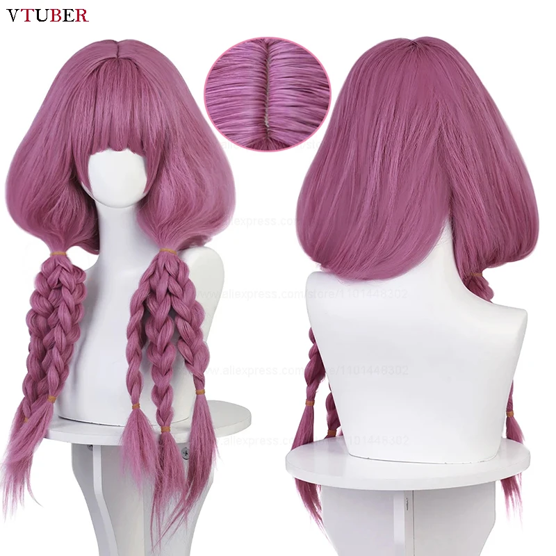 

Aura Cosplay Wig Anime Beyond Journey's End Long Purple Twisted Braids Heat Resistant Synthetic Hair Party Wigs + Wig Cap