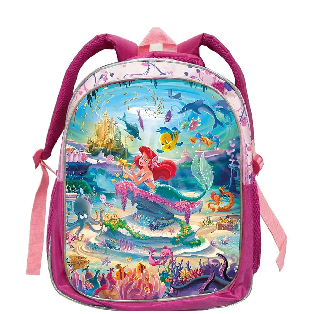 Mochila pequeña de La Sirenita para niños, morral infantil de princesa de dibujos animados para guardería, mochilas escolares de dibujos animados