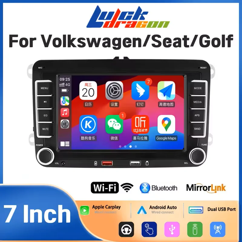 7-дюймовый автомобильный радиоприемник для Volkswagen/Seat/Skoda/Passat/Golf/Polo CarPlay Android Auto стерео аудио RDS FM Mirror Link HD авторадио