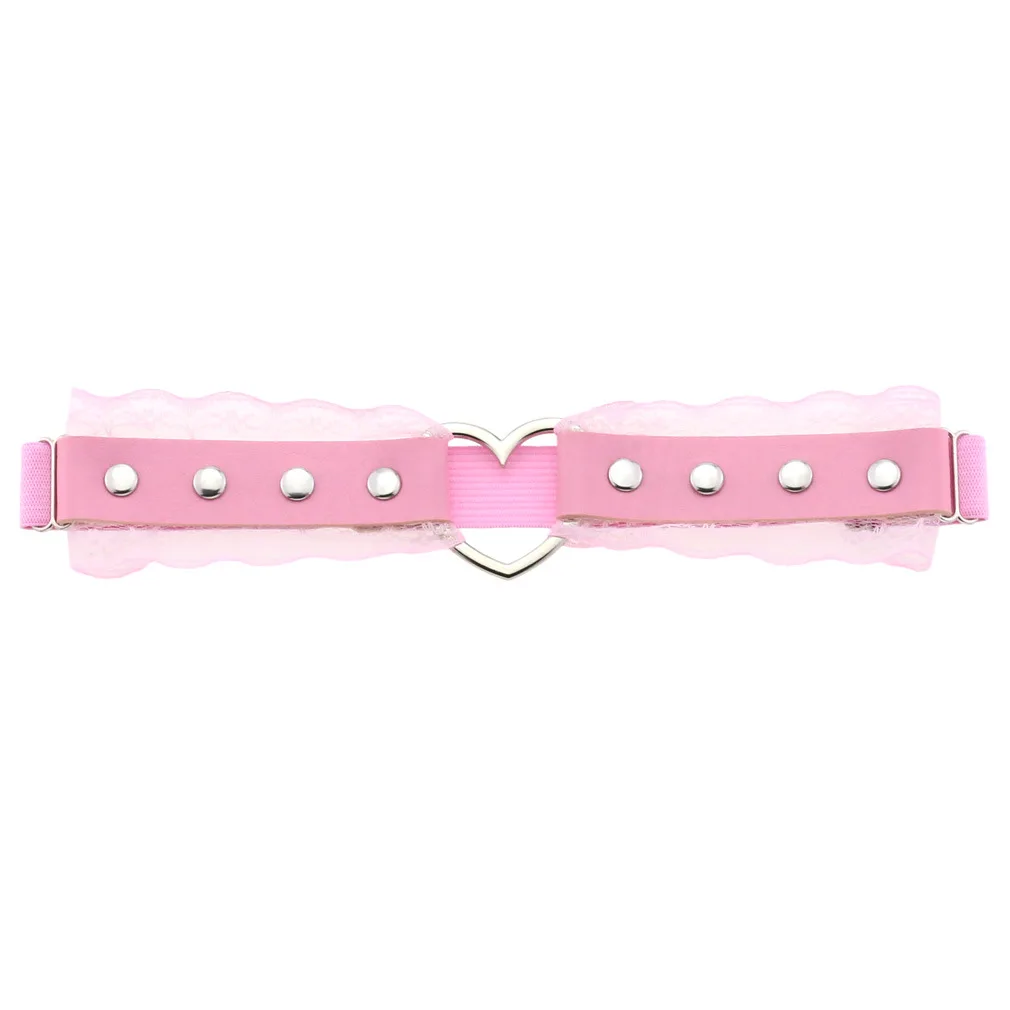 1pc Kawaii Women Heart Decor Contrast Lace Garter Belt Anime Heart Decor Thigh Garter Sweet Style Garter Belt For Women