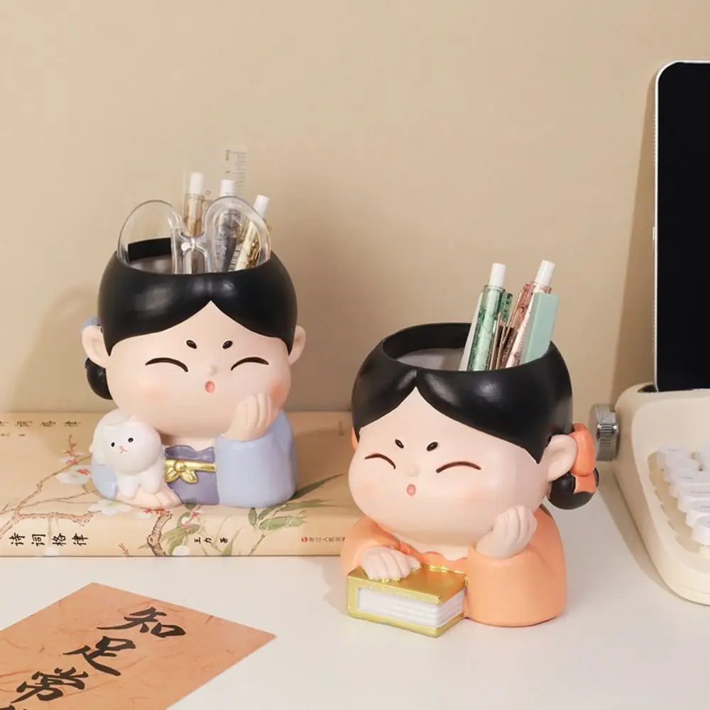 

Ornaments Room Decor Resin Cartoon Pencil Stand Container Gardening High Appearance Multifunctional Pen Holder Stationery Decor