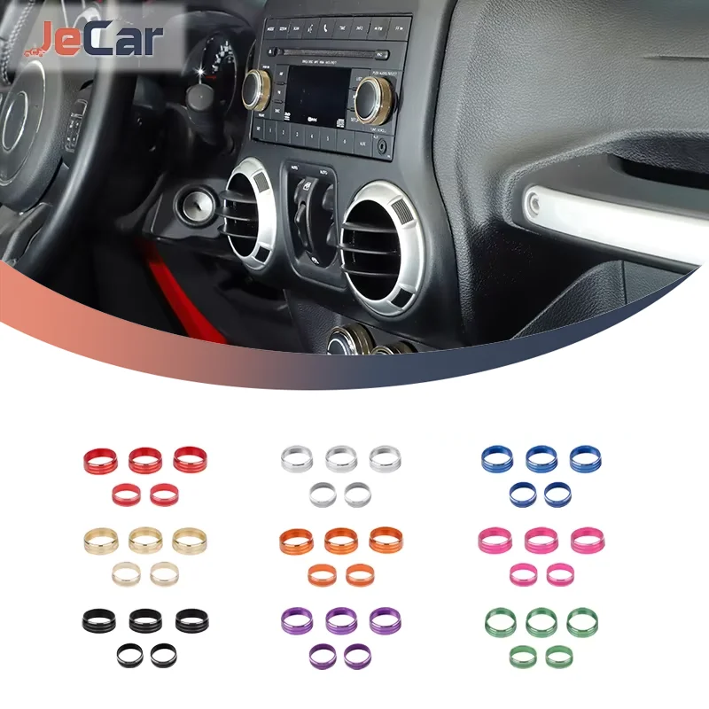 JeCar Car Air Conditioning CD Switch Knob Ring Covers For Jeep Commander 2010-2015/Patriot 2011-2015/JK 2011-2017 Accessories