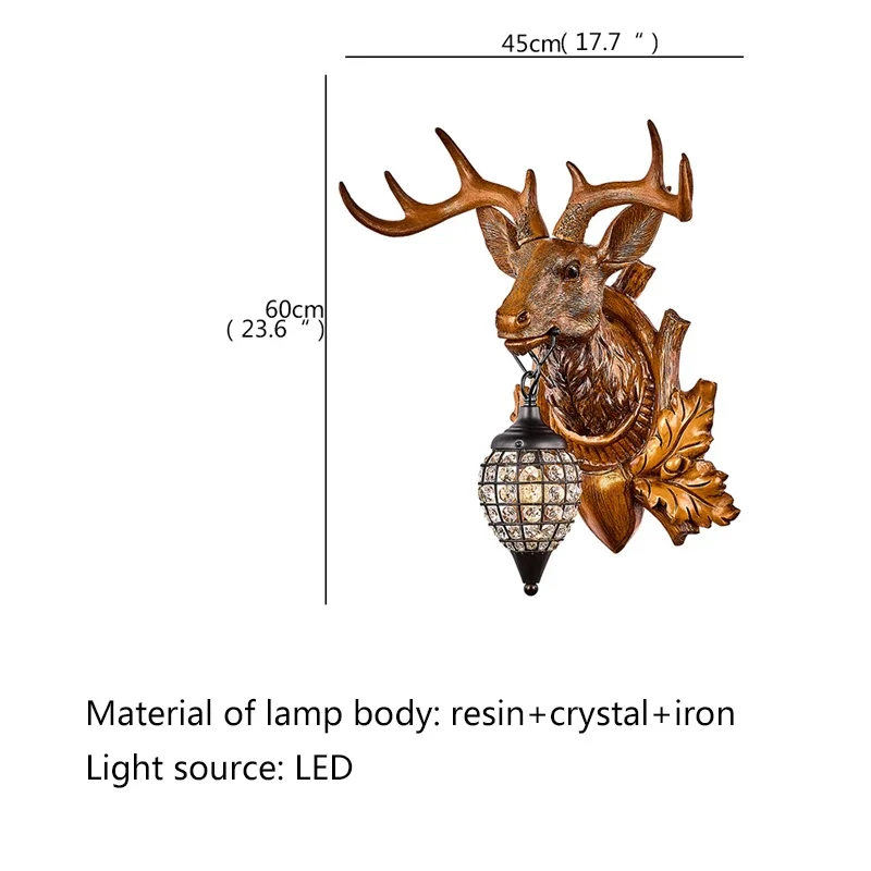 Albert moderno chifres iluminação de parede criativo cristal lâmpada interior arandela led para casa sala estar quarto cabeceira varanda decoração