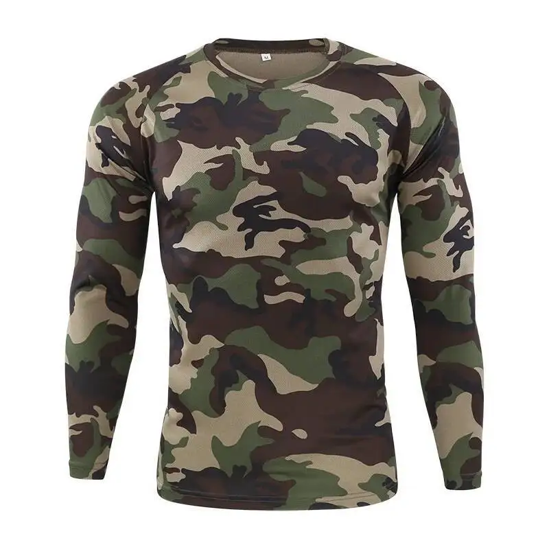 

New Tactical Hunting Camouflage T Shirt Male Breathable Quick Dry Hiking Full Sleeve Outwear T Shirt For Men