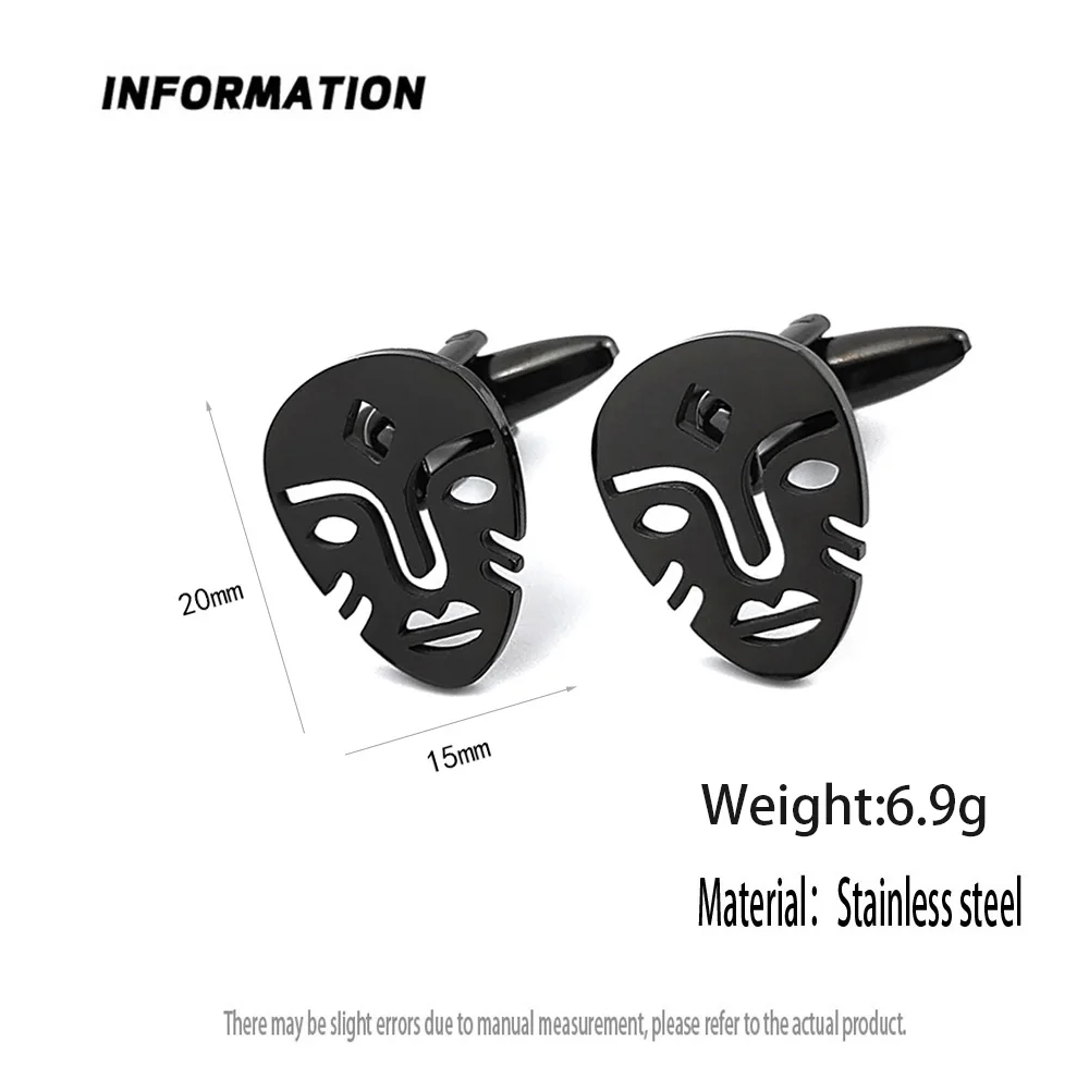 Gothic Ghost Hollow Face Mask Pattern Suit Sleeve Cufflinks for Men Stainless Steel Mens Shirt Cufflinks Charm Jewelry Gifts