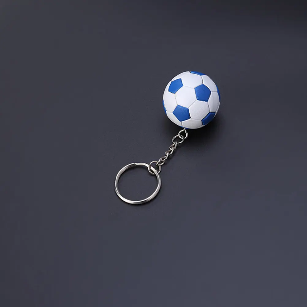 6Pcs Soccer Keychain Pendant Mini PVC Metal Key Ring Bag Hanging Decor Portable Adorable Compact Keychain Gift