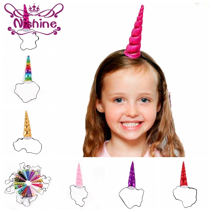 1PCS Kids Girls Unicorn Horns Elastic Headband Birthday Party Hairband Costume Headdress Children Hair Accessories