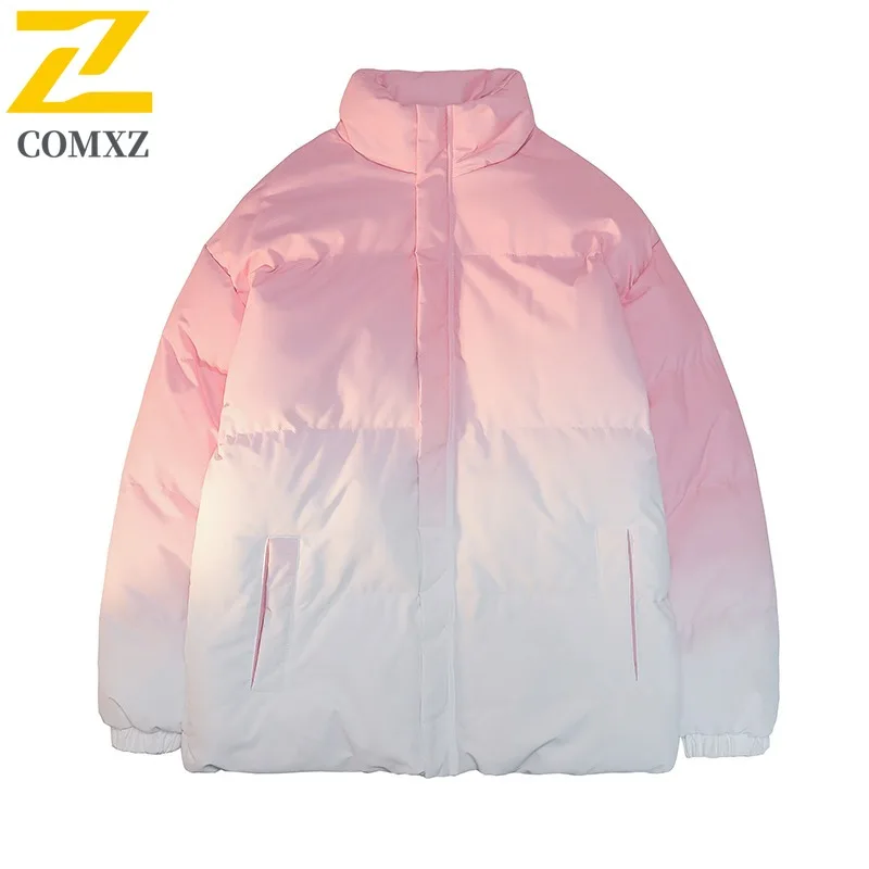 سترة مبطنة بالقطن مقاومة للرياح من COMXZ بلون سادة، سترة مبطنة بسيطة للسفر، بياقة واقفة للثلج، سترة شتوية للرجال