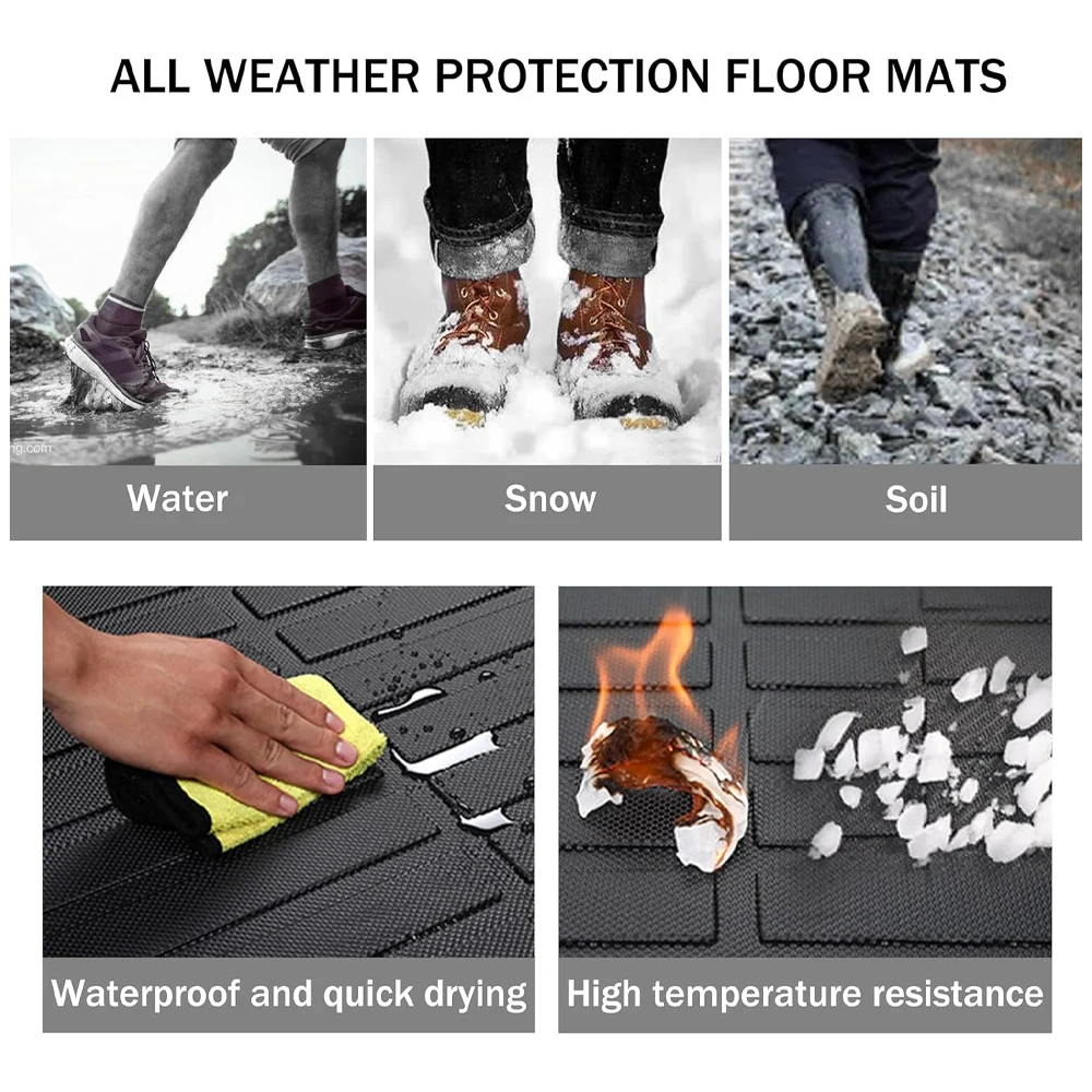 [Hybrid] TPE Floor Mats for 2024 - 2026 Hyundai Santa FE Hybrid All Weather Protection Cargo Liner Trunk Mat with Backrest Pad