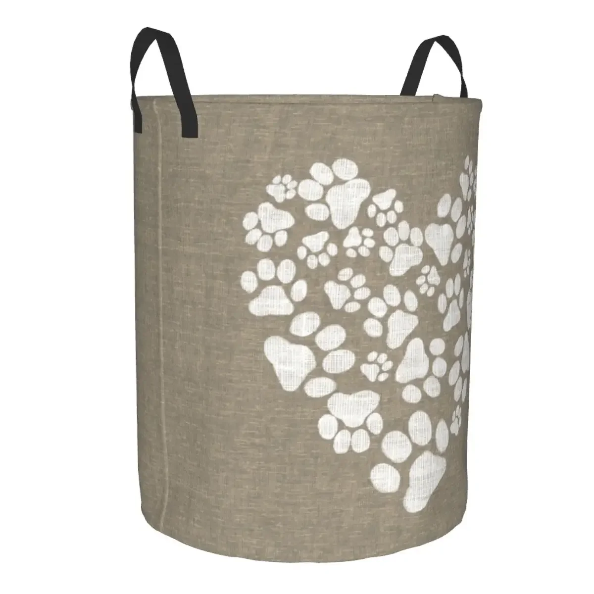 Custom Dog Paw Prints Heart Laundry Basket Collapsible Large Capacity Clothes Storage Bin Pet Footprint Baby Hamper